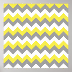 Poster Daffodique gris et blanc Zigzag 2