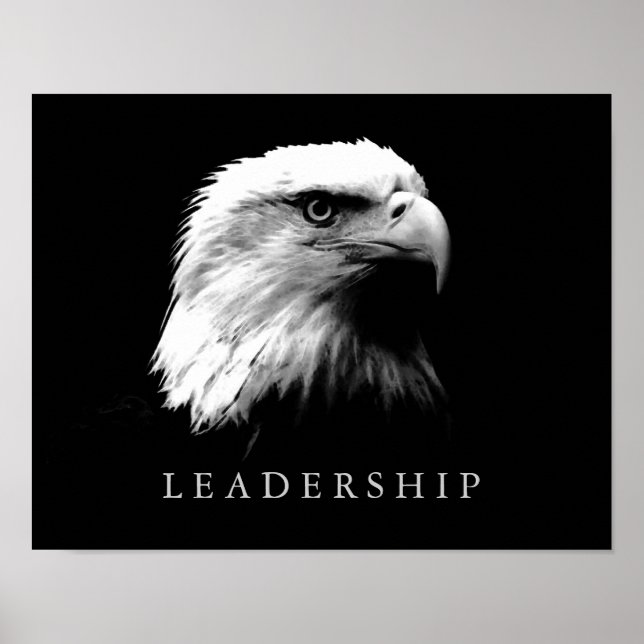 Poster d'aigle noir blanc motivationnel (Devant)