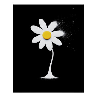 Poster Daisy avec Arrière - plan noir