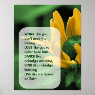 Poster Daisy Work Love Dance Citation Inspirationnelle