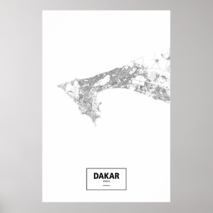 Poster Dakar, Sénégal (noir sur blanc)