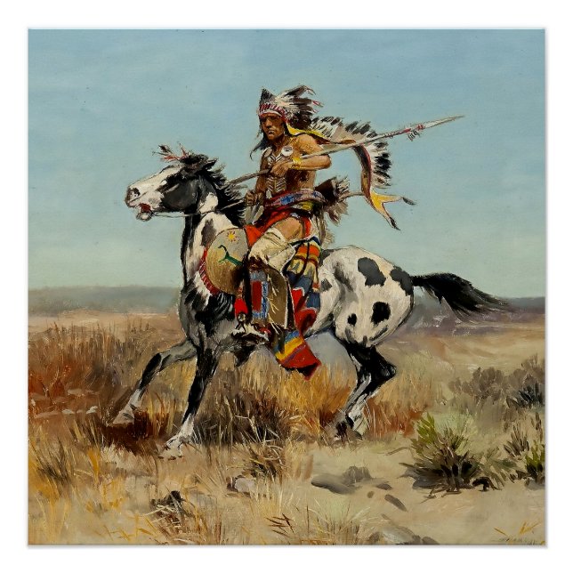 Poster « Dakota Chief » Western Art de Charles M Russell (Devant)
