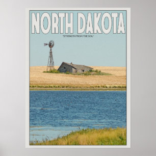 Poster Dakota du Nord - Old Farmstead - Blanc
