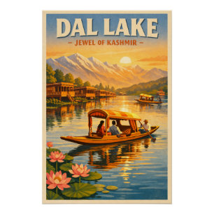 Poster Dal Lake, Srinagar, Inde, dans un style classique