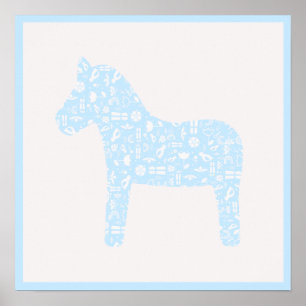 Poster Dala Horse, Poster Bébé bleu couleur