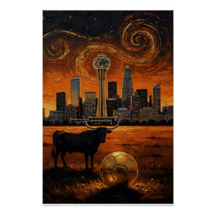 Poster Dallas Skyline Longhorn Coupe du Monde 2026 Footba