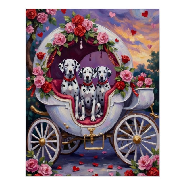 Poster Dalmatian Dog Valentine's Day  (Devant)