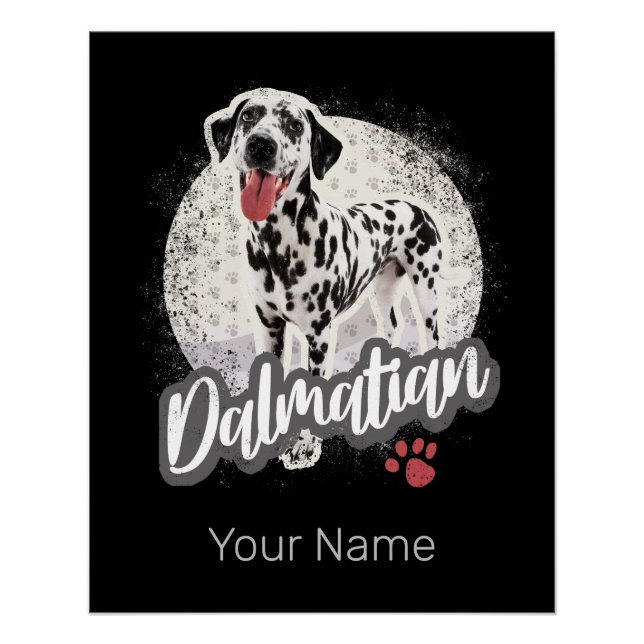 Poster Dalmatien Avec Paw Vintage Chien Amateurs Design (Devant)