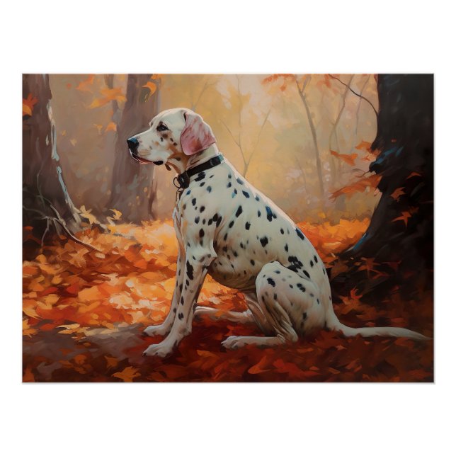 Poster Dalmatien en automne Feuilles automne Inspirer (Devant)