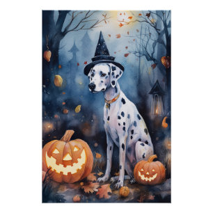 Poster Dalmation d'Halloween avec effroi Citrouille