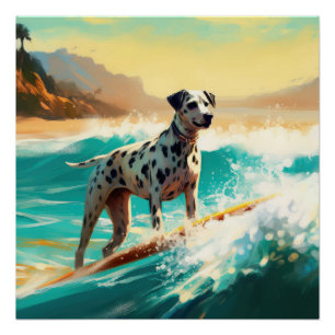 Poster Dalmation Plage Surf Peinture