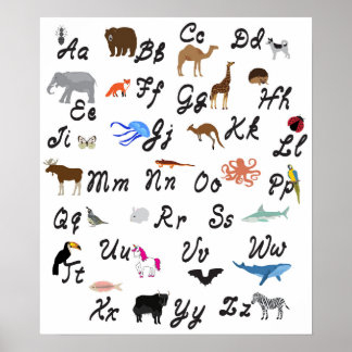 Poster d'alphabet animal.