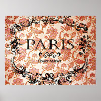 Poster Damask de l'enseigne vintage du marché de P