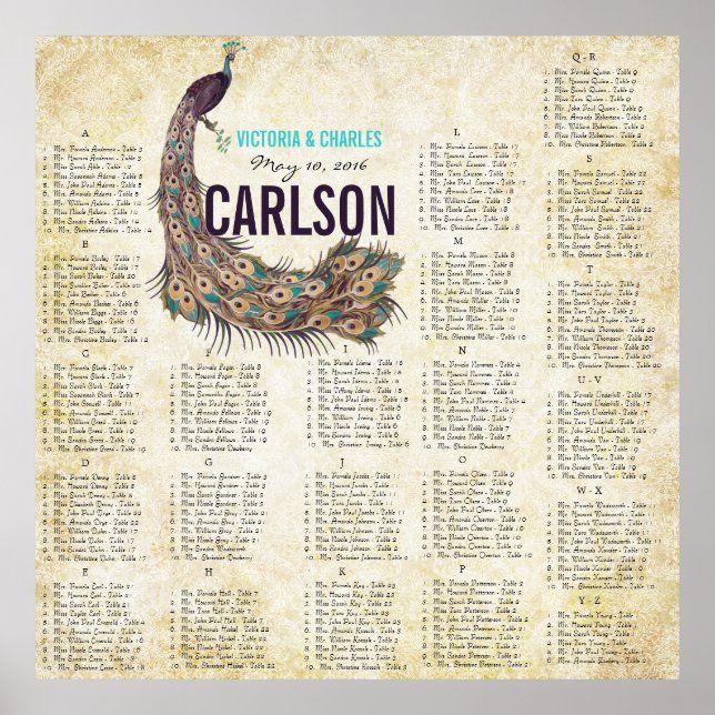 Poster Damask Peacock Elegance Eggplant Gold Seating Char (Devant)