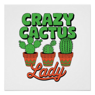 Poster Dame Cactus Folle – Cadeau pour Maman Plante