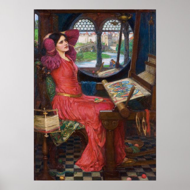 Poster Dame de Shallot par John William Waterhouse (Devant)