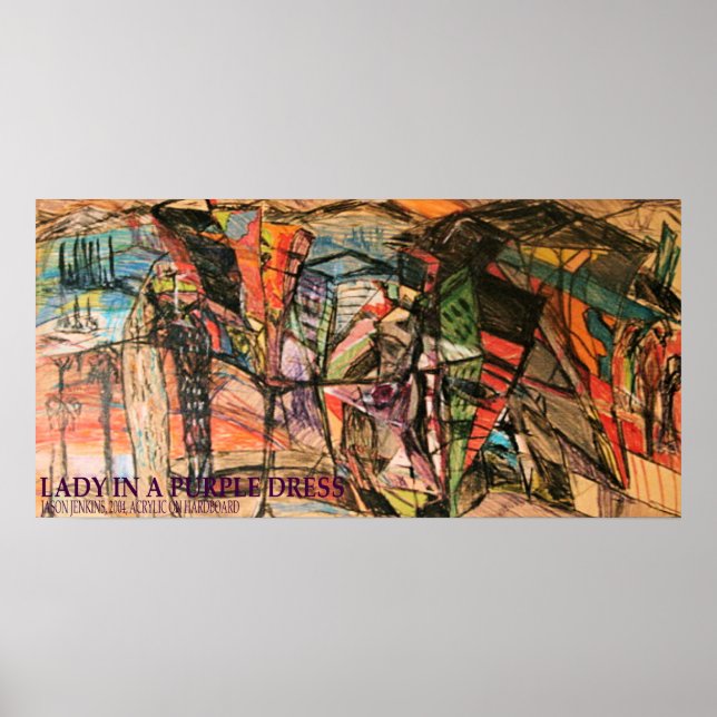 Poster Dame en robe violette (Devant)
