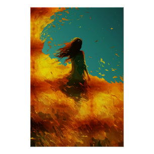 Poster Dame éthérée dans un champ doré