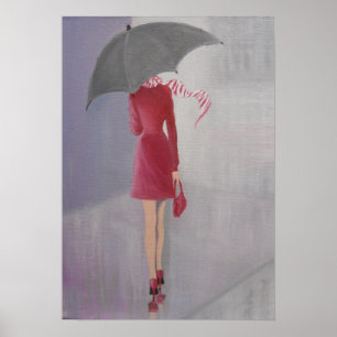 POSTER DAME IN A RED DRESS