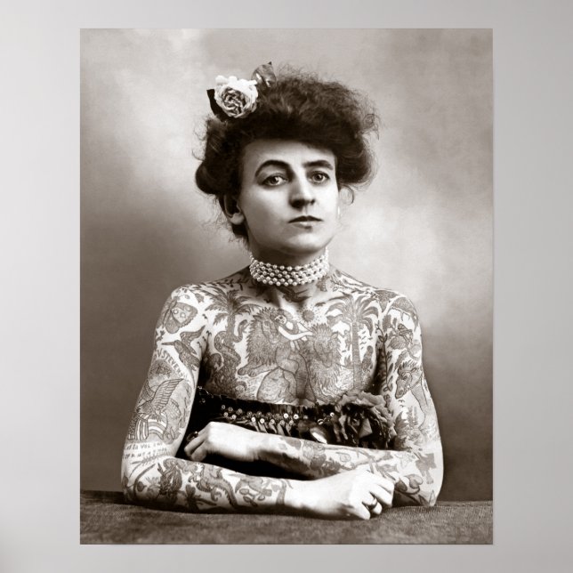Poster Dame tatouée, 1907. Photo vintage (Devant)