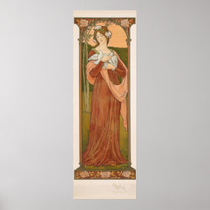Poster Dame Vintage Art Nouveau avec sonrel Dove