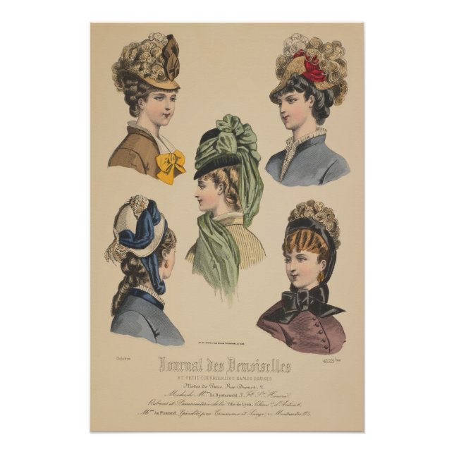 Poster Dames victoriennes en Casquette Paris Annonce Vint (Devant)