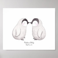 Poster d'amour Penguins Cadeau Mariage d'art perso