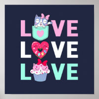 Poster d'amour pour le chat
