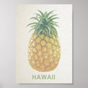 Poster d'ananas rétro vintage d'Hawaï