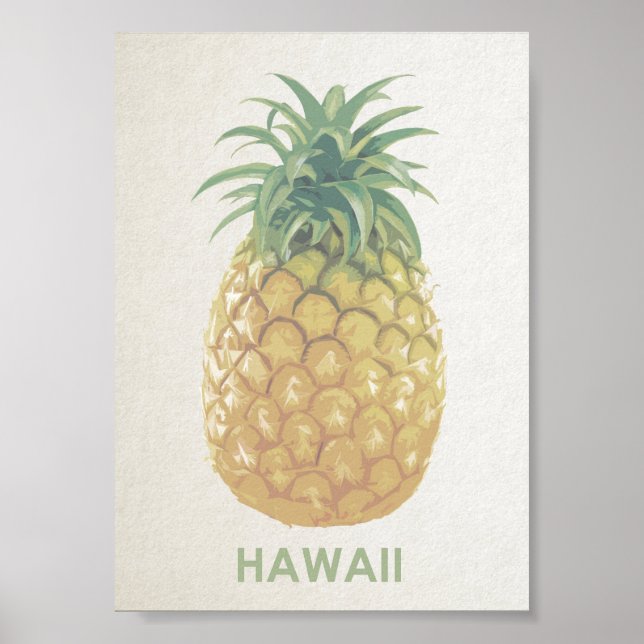 Poster d'ananas rétro vintage Hawaii (Devant)