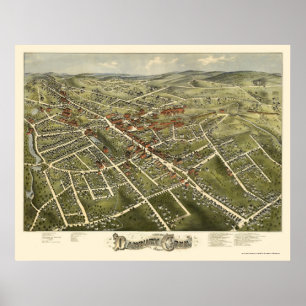 Poster Danbury, CT Panoramic Map - 1875