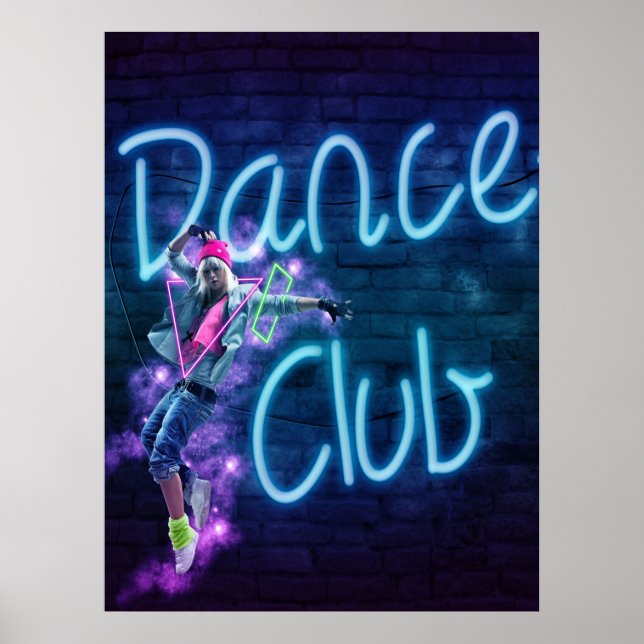 Poster Dance Club Neon Connexion avec Dancer Blacklight P (Devant)