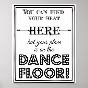 Poster Dance floor seating plan wedding or party sign