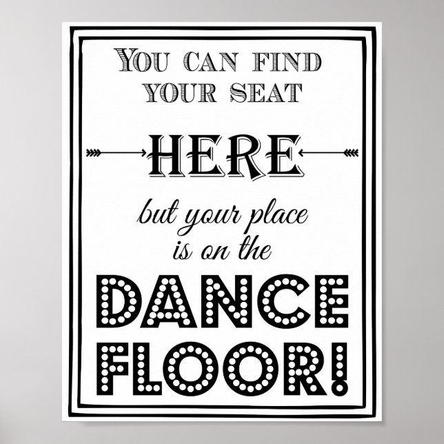 Poster Dance floor seating plan wedding or party sign (Devant)