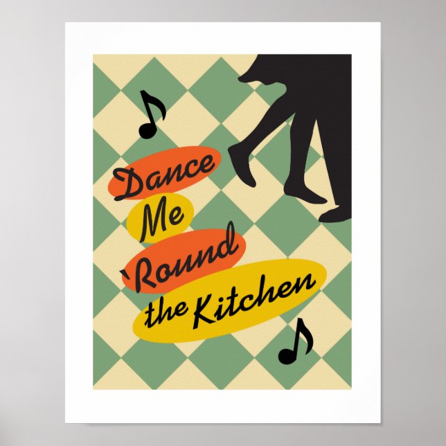 Poster Dance Me Round the Kitchen rétro print (Devant)