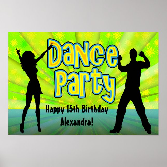 Poster Dance Party, Neon Green/Black (Devant)