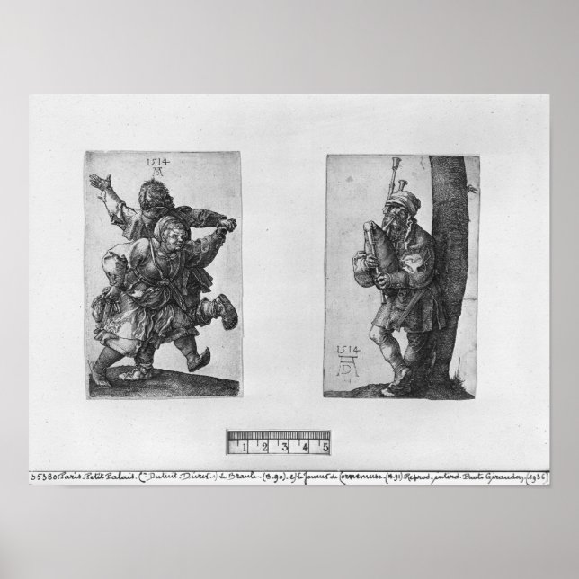 Poster Dancing Peasants and a Bagpipe Player, 1514 (Devant)
