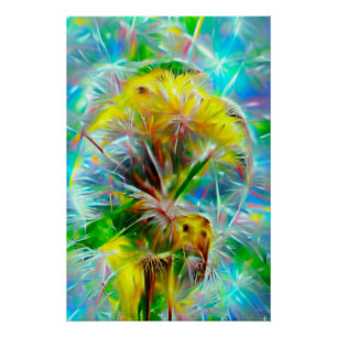 Poster Dandelions Ethereal dans Neon Dreamscape