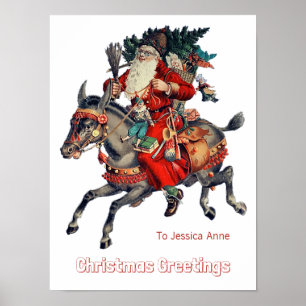 Poster d'âne vintage père Noël