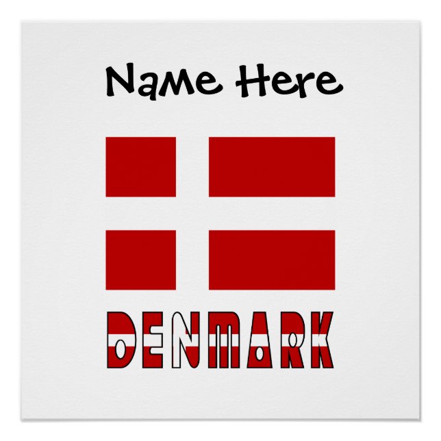 Poster Danemark Drapeau Danois Noir Personnalisation  (Devant)