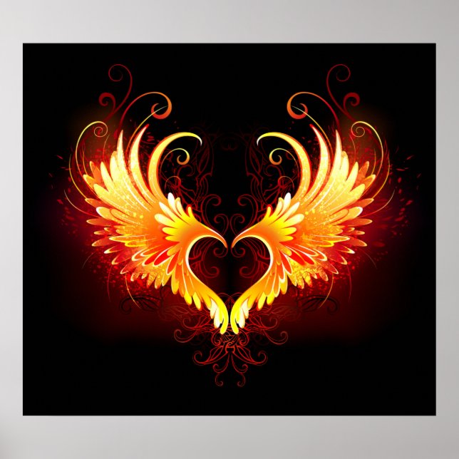Poster d'Angel Fire Heart with Wings (Devant)