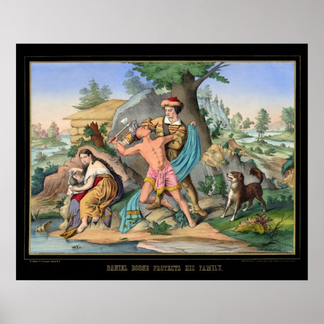 Poster Daniel Boone protège sa famille 1840 (Devant)