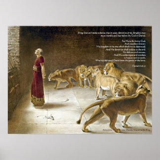 Poster Daniel in the Lion's Den avec / Bible Verse Art Im