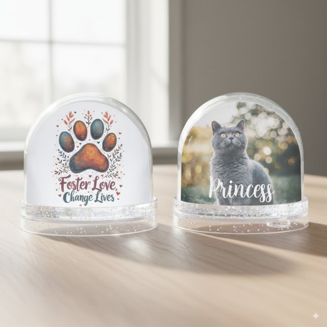 Poster d'animaux de compagnie et Secourir les avoc (Personalized pet foster photo snowglobe)