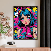 Poster d'Anime Girl - Style Pop Art Moderne Style