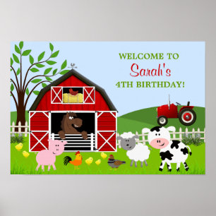 Poster d'anniversaire de Barnyard Farm Animaux