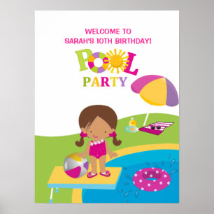 Poster d'anniversaire de la fête de la petite fill