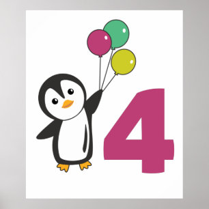 Poster d'anniversaire de Penguin Ballons pour enfa