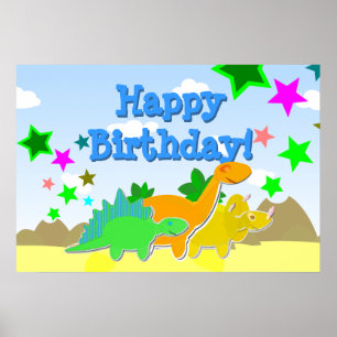 Poster d'anniversaire des Dinosaures