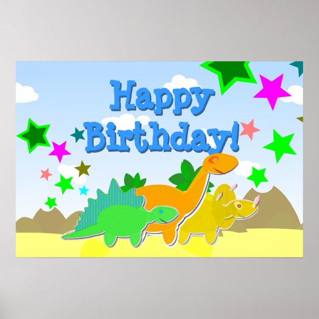 Poster d'anniversaire des Dinosaures (Devant)